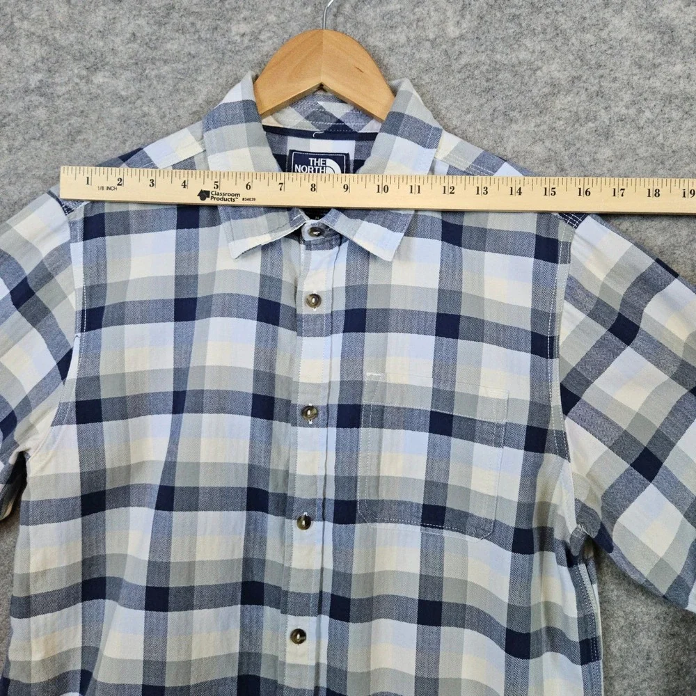 North Face Men's Blue Plaid Button Up Long Sleeve Shirt Size M Outdoors Preppy‎